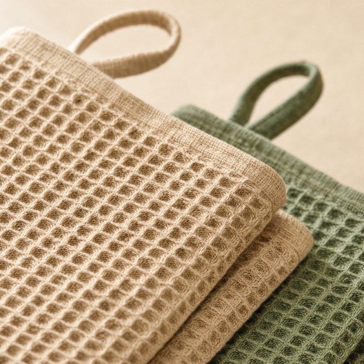 Waffle Cotton Tea Towels, Set of 2 - close-up