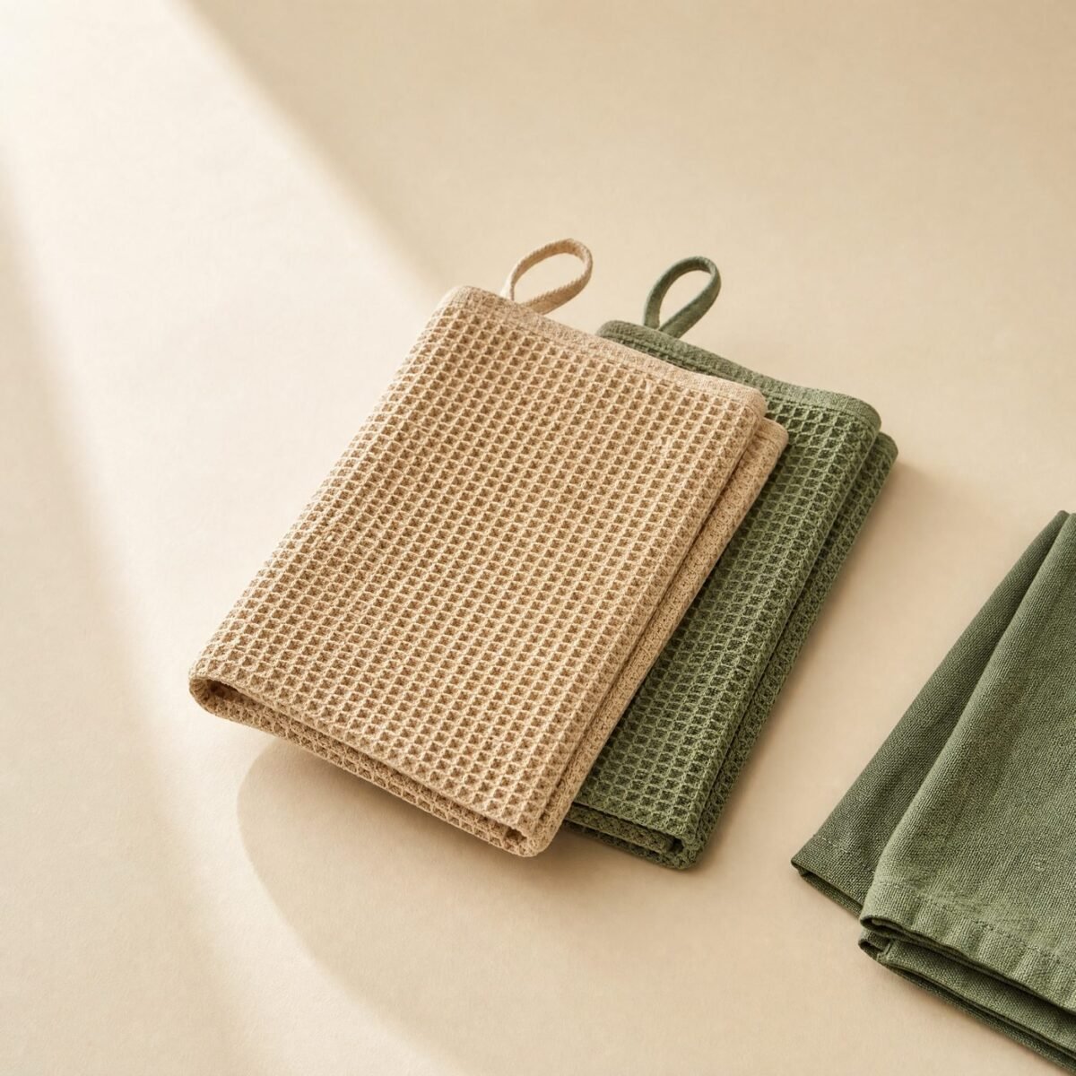 Waffle Cotton Tea Towels, Set of 2