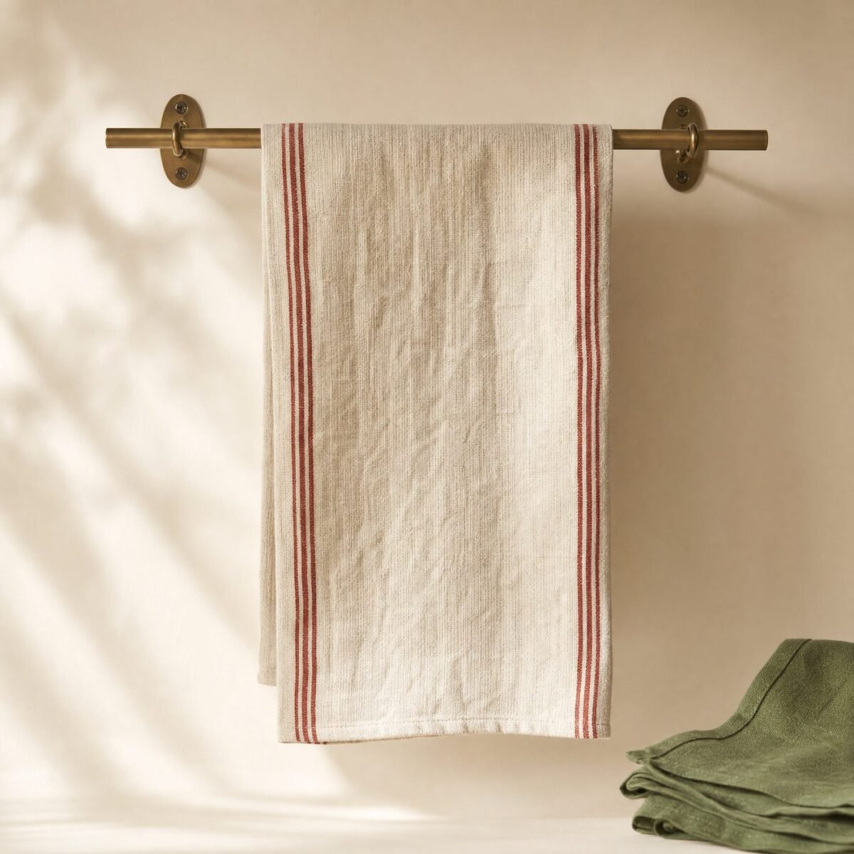 Striped Linen-Blend Tea Towel