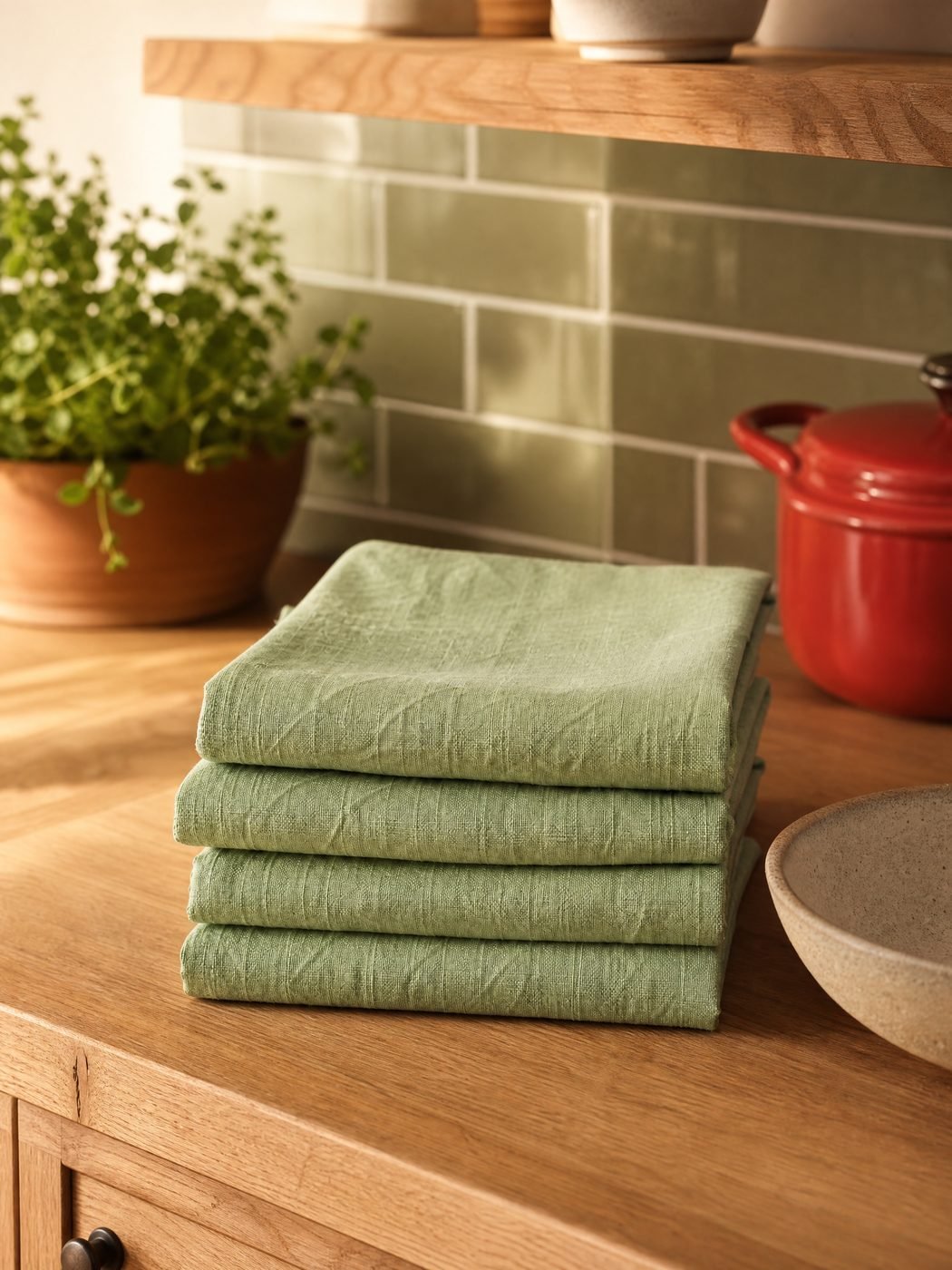 Linen-Blend Napkins, Set of 4 in a kitchen