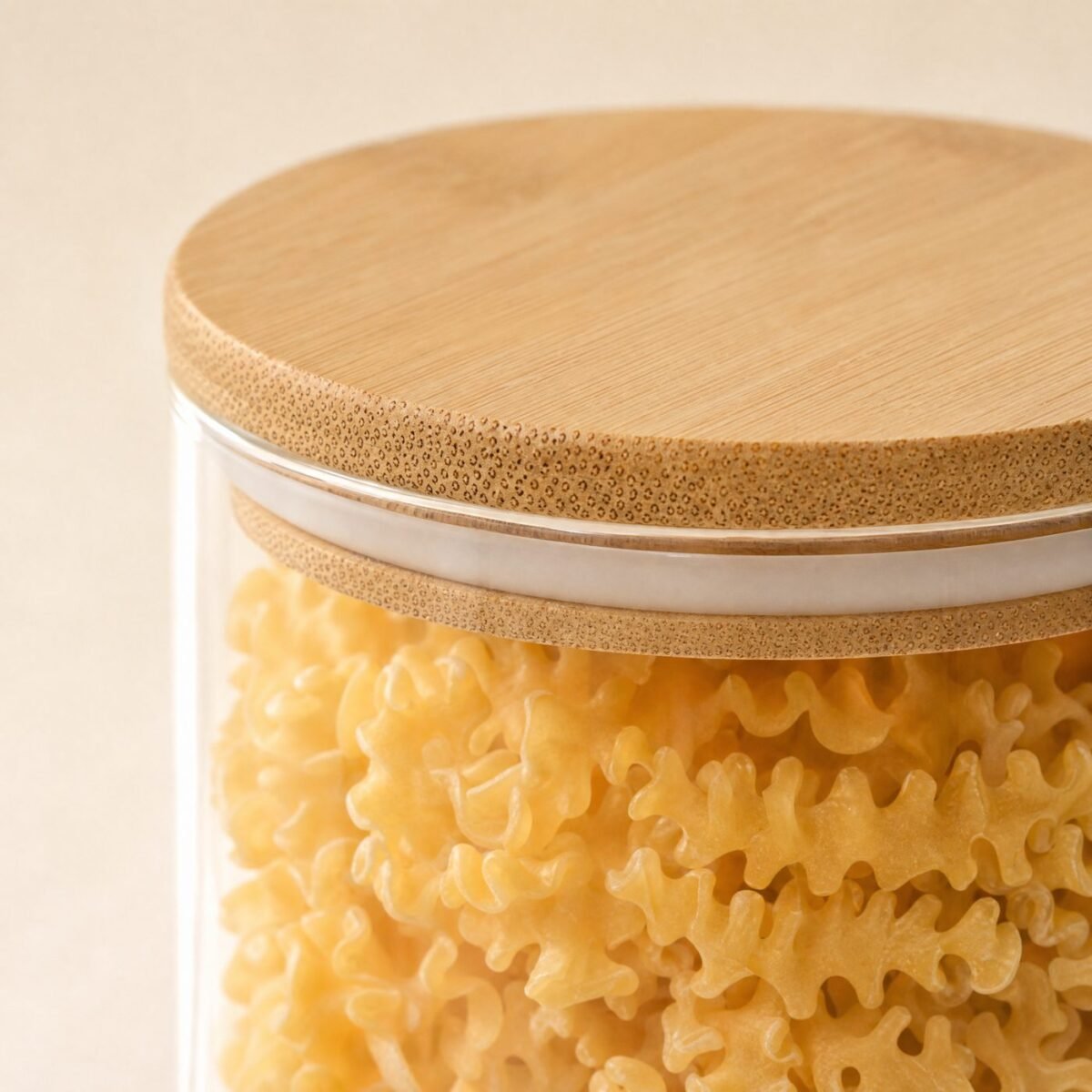 Glass Storage Jar with Bamboo Lid - close-up