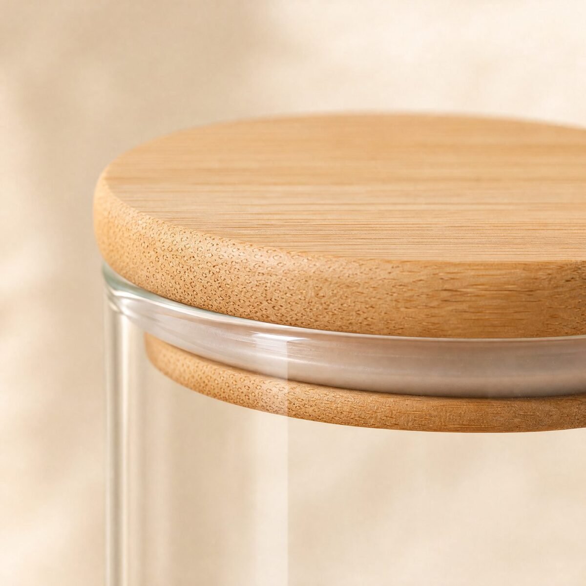 Glass Jar Set with Bamboo Lids, Set of 4 - close-up