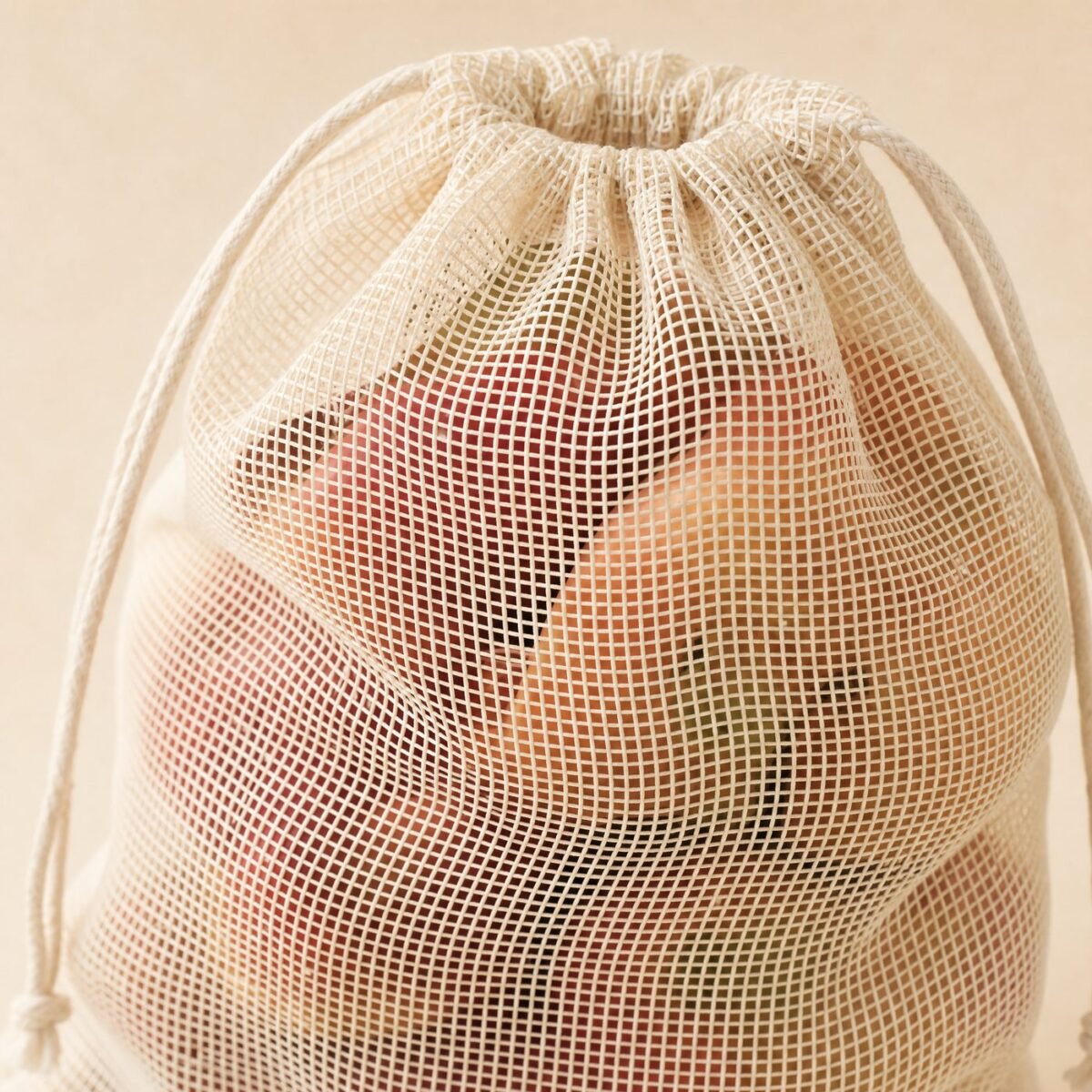 Cotton Mesh Produce Bags, Set of 3 - close-up